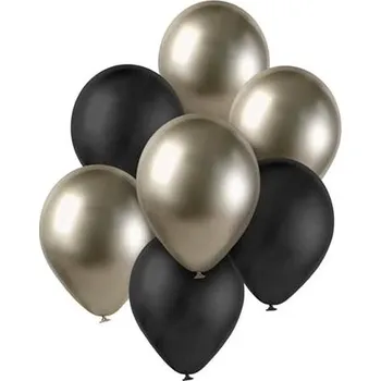 Balónek Sada latexových balónků - chromovaná prosecco,černá 7 ks - 30 cm
