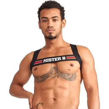 Mister B Urban Club Harness X-Back Striped Red, elastický postroj pro muže