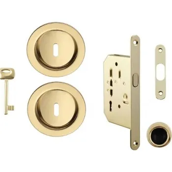 Stavební pouzdro VPD Set na posuvné dveře 372-315 BB zámek Zlatý lesk