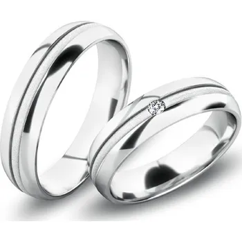 Prsten Snubní prsteny bílé zlato 585 zirkon 0.025 ct G/SI SP-61067B