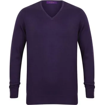 Pánský svetr Henbury Pánský lehký svetr do V H720 Purple XXS