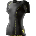SKINS DNAmic Womens Short Sleeve Top - Black/Limoncello (dámské kompresní tričko SKINS) S