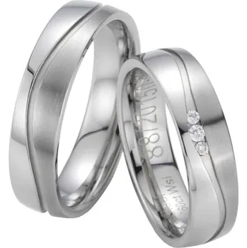 Prsten Snubní prsteny ocel přírodní diamant 0.060 ct G/SI ST20150