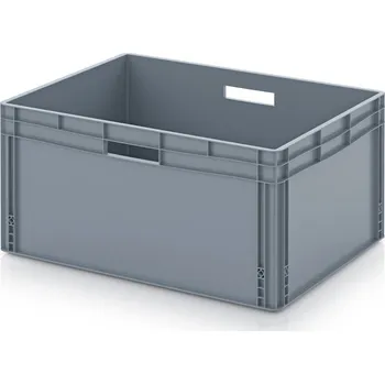 paleta Euro přepravky uzavřené 80 x 60 x 42 cm, držadla zavřená - Stříbrošedá - materiál: PP - EG 86/42 HG HO