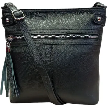 Kabelka Vera Pelle Dámská kožená crossbody kabelka černá 1660 Blk