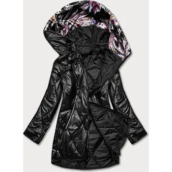 Dámská cargo bunda Černá bunda pro ženy s ozdobnou kapucí P04 SWEST, odstíny černé 50 i392_21464-28