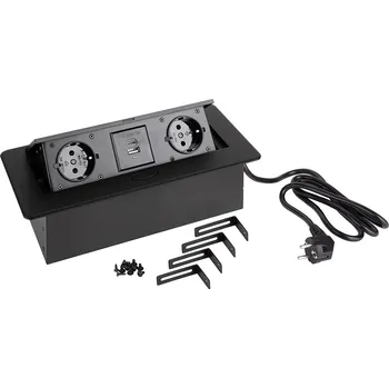 Elektrická zásuvka StrongPower Elektrická zásuvka 2x 230V, Schuko, 2x USB A+C, černá (StrongPower Elektrická zásuvka 2x 230V, Schuko, 2x USB A+C, černá)