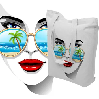 Nákupní taška Látková bavlněná taška s potiskem SUNGLASS - 15.0017