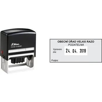 Razítko Datumové razítko Shiny S-834D Printer Line, vlastní text 65 x 30 mm