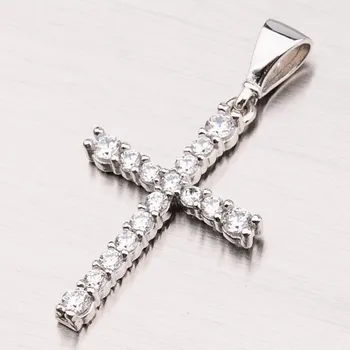 Přívěsek Dámský přívěsek bílé zlato 585 zirkon kříž 13-213