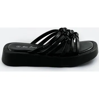 Dámská cargo bunda Černé dámské pantofle s plochou podrážkou N03K14 Mix Feel, odstíny černé XL (42) i392_20235-B