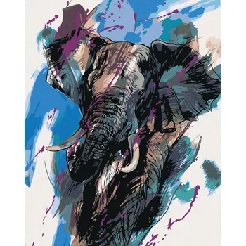 Diamondi Diamantové malování - SLON S BARVAMI Rozměr: 40x50 cm, Rámování: bez rámu a bez vypnutí plátna