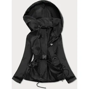 Dámská cargo bunda Krátká černá bunda pro ženy s páskem E734 Ann Gissy, odstíny černé S (36) i392_19198-46