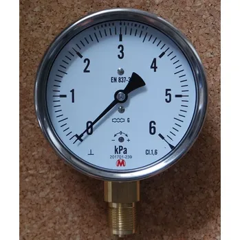 Manometr nízkotlaký (na plyn) pr. 100mm, spodní M20x1,5, rozsah 0-10 kPa