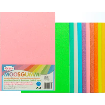 LUMA Moosgummi samolepící pěnová dekorační barevná guma glitr pastel A4 10 ks