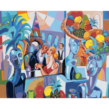 Diamondi Diamantové malování - ABSTRAKTNÍ RESTAURACE V PAŘÍŽI Rozměr: 40x50 cm, Rámování: bez rámu a bez vypnutí plátna