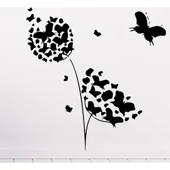 Samolepící dekorace Živá Zeď Samolepka na zeď Květina s motýlky Barva: černá