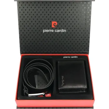 Pierre Cardin Kožený opasek černý 120 cm + peněženka Opasek Pierre Cardin Kožený opasek černý 120 cm + peněženka