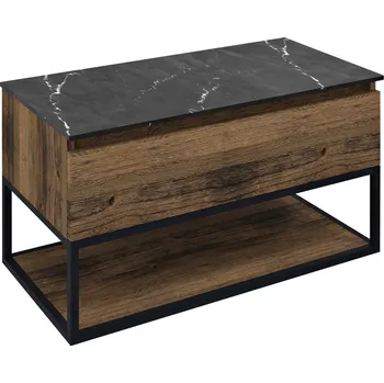 Koupelnový nábytek Sapho SKARA umyvadlová skříňka 90x50x45cm, černá mat/dub collingwood