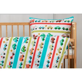 Povlečení JAN peří Dětské povlečení do postýlky - autíčka - povlečení do postýlky 60x45cm/135x90 cm autíčka