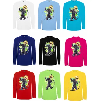 Dětská móda Tričko s dlouhým rukávem Černý kocour z Kouzelné berušky Barva: Tyrkys, Velikost: 146/152 - 11/12 let