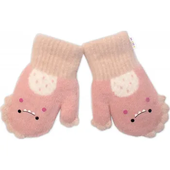 Kojenecký body Zimní rukavičky s kožíškem Dino, Baby Nellys, pudrové, 104/110, Velikost koj. oblečení 104-110 (3-5r)