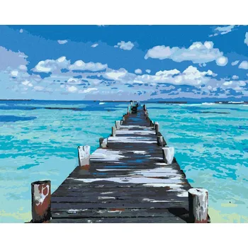 Dětské zboží Diamondi Diamantové malování - MOLO NA TYRKYSOVÉM MOŘI Rozměr: 40x50 cm, Rámování: vypnuté plátno na rám