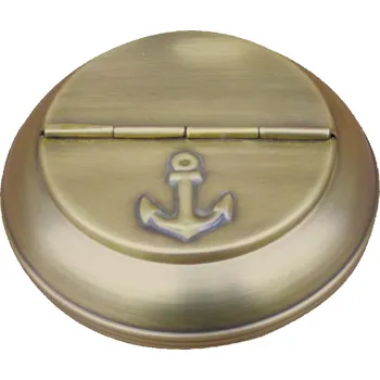 Popelník SEA Club Zavíratelný stolní popelník mosazný antik 10 cm