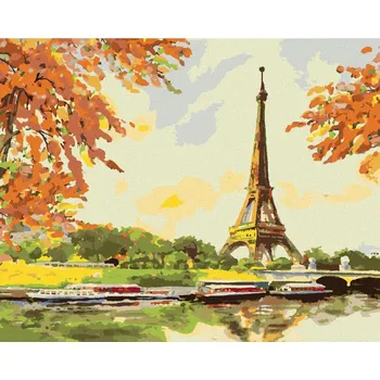 Diamondi Diamantové malování - EIFFELOVA VĚŽ S LODĚMI Rozměr: 40x50 cm, Rámování: bez rámu a bez vypnutí plátna