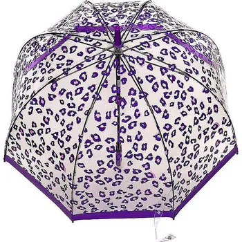Deštník Fulton Fulton dámský průhledný deštník Birdcage 2 PURPLE LEOPARD L042 | Doprava zdarma + doprava zdarma do 48 hodin