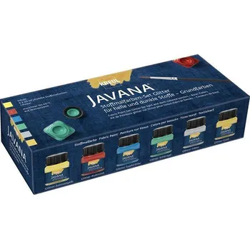 Speciální výtvarná barva Sada "Barva na textil třpytivá" 6 x 20 ml - základní, JAVANA, KREUL