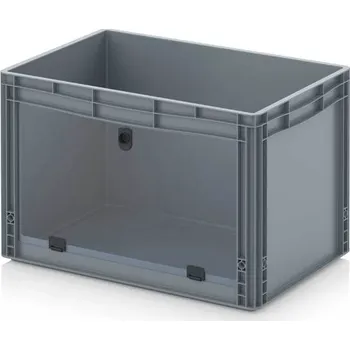 paleta Skladové otevřené přepravky V euroformátu s průhlednou deskou z akrylového skla 60 x 40 x 42 cm - Stříbrošedá - materiál: PP - EG SKL 64/42 HG