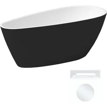 Vana Besco Akrylátová volně stojící vana Goya A-Line BW 160x73 (170x80) Barva: Bílá/černá, Rozměry (cm): 160x73, Typ a barva výpustě: Click-Clack s přepadem, bílá
