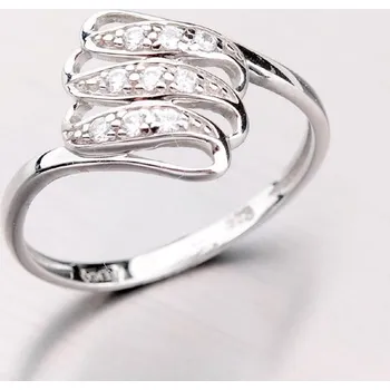 Prsten Dámský prsten bílé zlato 585 zirkon 41-NP133B velikost 55