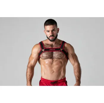 Pánské erotické prádlo Harness Locker Gear LK0743 Look At červený XXL, elastický postroj pro muže