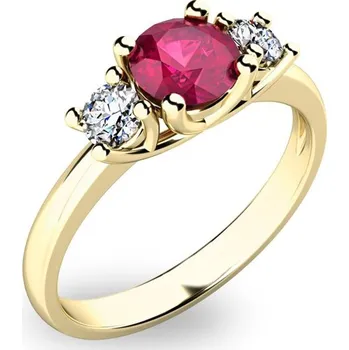 Prsten Dámský prsten žluté zlato 585/1000 přírodní diamant 0.50 ct G/SI rubín 10803Z-RUB velikost 55