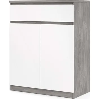 Ložnicová sestava Komoda SIMPLICITY 234, Beton/ Bílý lesk