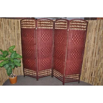 Paraván Paravan provázkový čtyřdílný barva mahagon