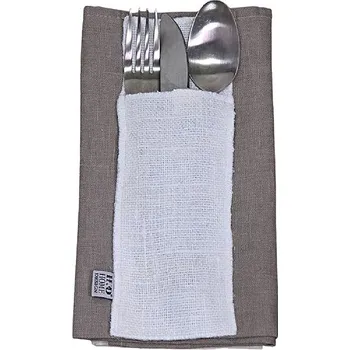 Příbor H&D Pouzdro na příbory, 9x24 cm, len, bílá