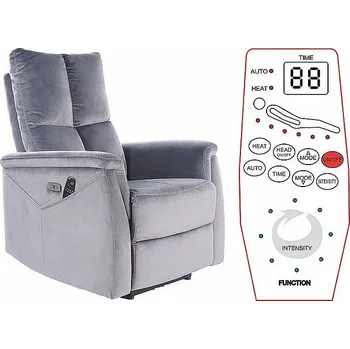 Křeslo Polohovatelné křeslo NEPTUN M Velvet s masážní funkcí, šedý Bluvel 14