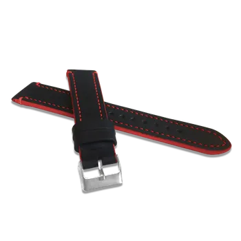 Řemínek na hodinky Červeně prošitý řemínek LAVVU TAILOR z luxusní kůže Top Grain - LSPBR18 (řemínek, pásek na hodinky)