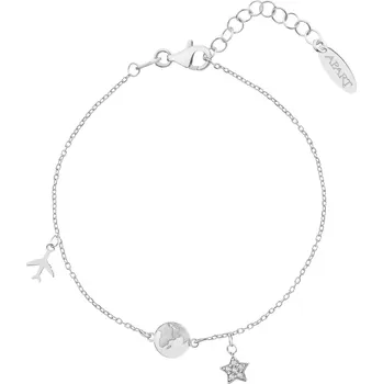 Náramek Stříbrný náramek se zirkony - letadlo, hvězda, zeměkoule - AP536-6790