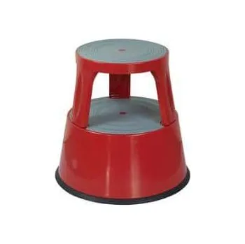 Schůdek Manutan Expert Pojízdné kovové stupátko, červené