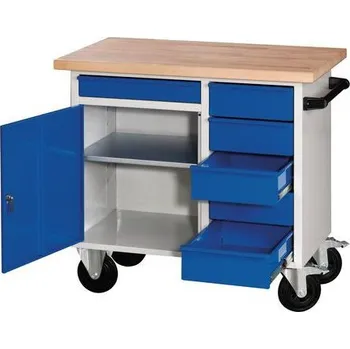 Dílenský stůl Manutan Expert Mobilní svařovaný dílenský stůl Rivt, 94 x 99 x 59 cm