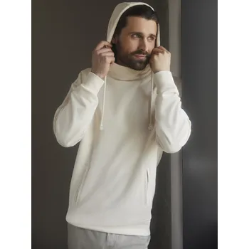 Pánská móda Ecru Sweatshirt Unisex Pure Organic High Collar Hooded Sweat Russell RUSSELL krémová 2494945