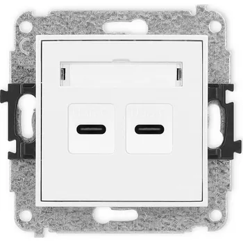 Elektrická zásuvka KARLIK Dvojitá USB nabíječka 2x USB C, MAX 20W Barva: Matná bílá
