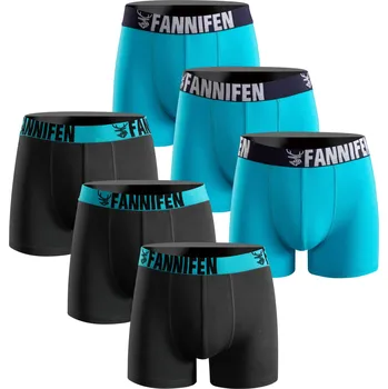 Boxerky FANNIFEN Dárková sada 5: Pánské bavlněné boxerky FAN-55450 6ks v balení Barva: Světlemodrá, Velikost: S