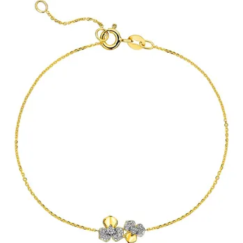 Náramek Zlatý náramek s diamanty - květy - 0,06 ct - ryzost 585 - 220.374