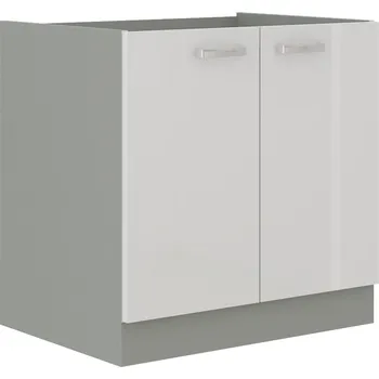 Kuchyňská skříňka Kuchyňská dolní skříňka BOLZANO 80 D 2F BB, Bílý lesk/Šedá