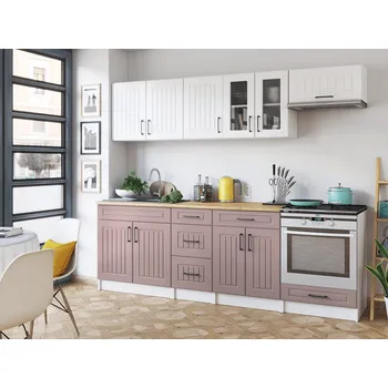 Kuchyňská linka Kuchyňská linka Běla 240/240 bílá/růžová MAT